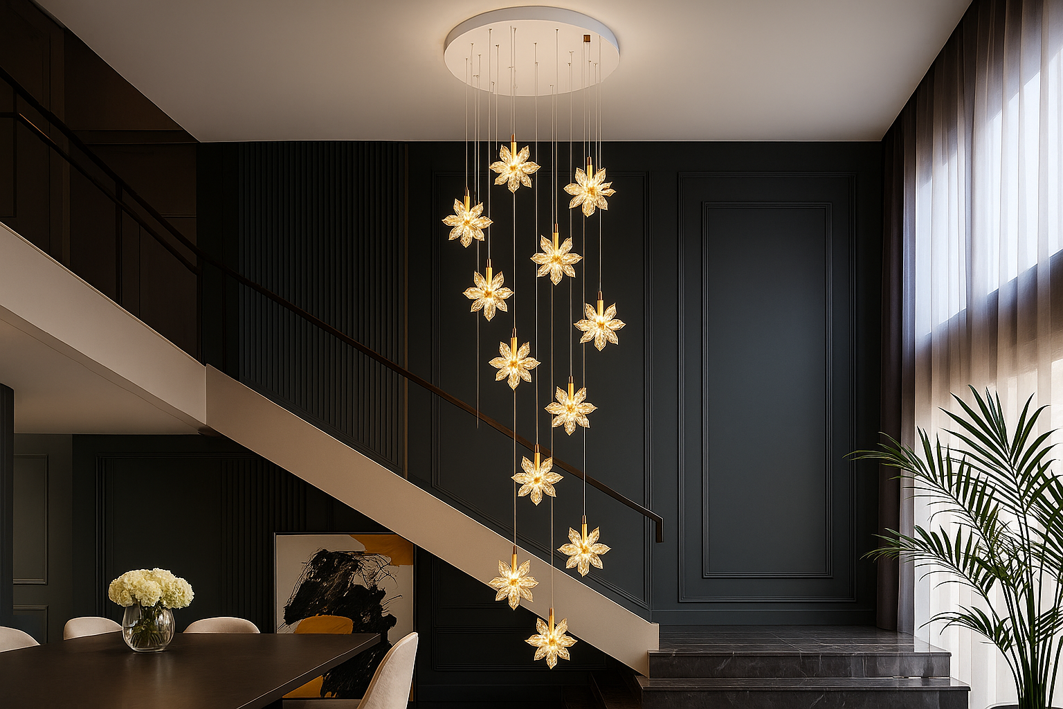 Floralis™ Grand Bloom  Staircase Chandelier