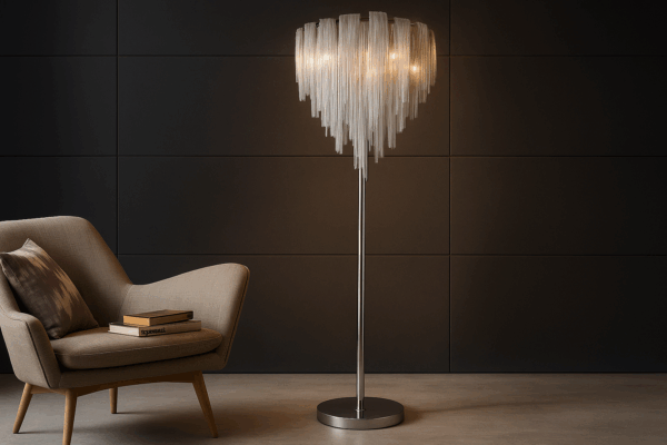 Aurela™ Silver Tassel Floor Lamp – Postmodern Luxury Statement 