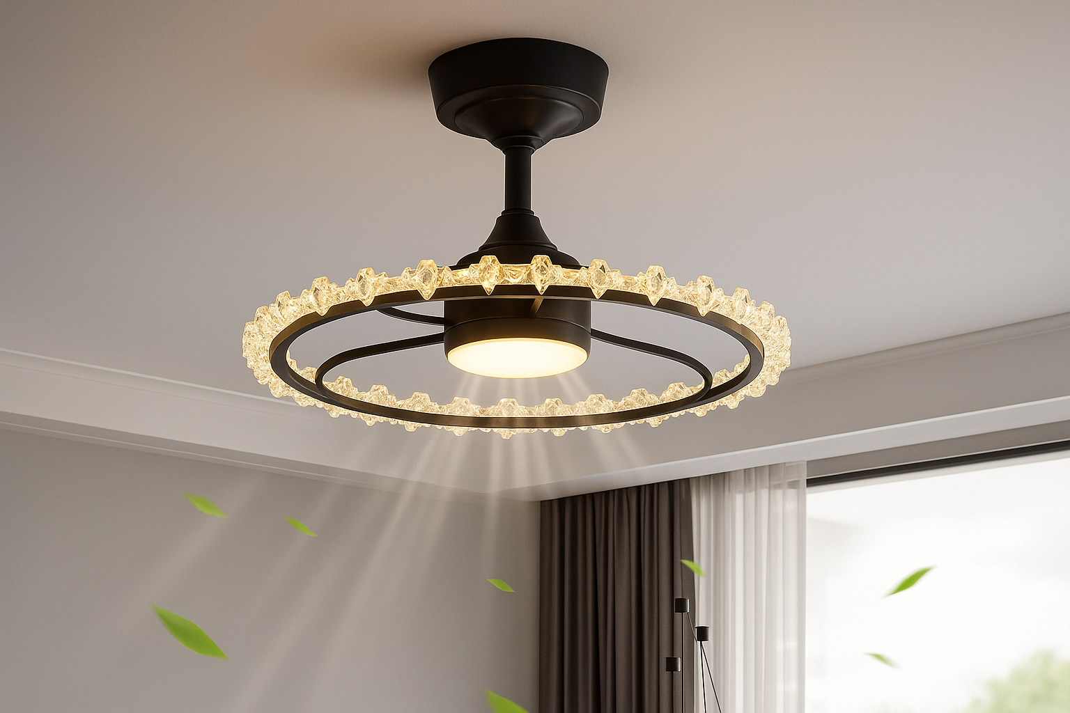 Aeris™ Minimalist Black Crystal Fan Light
