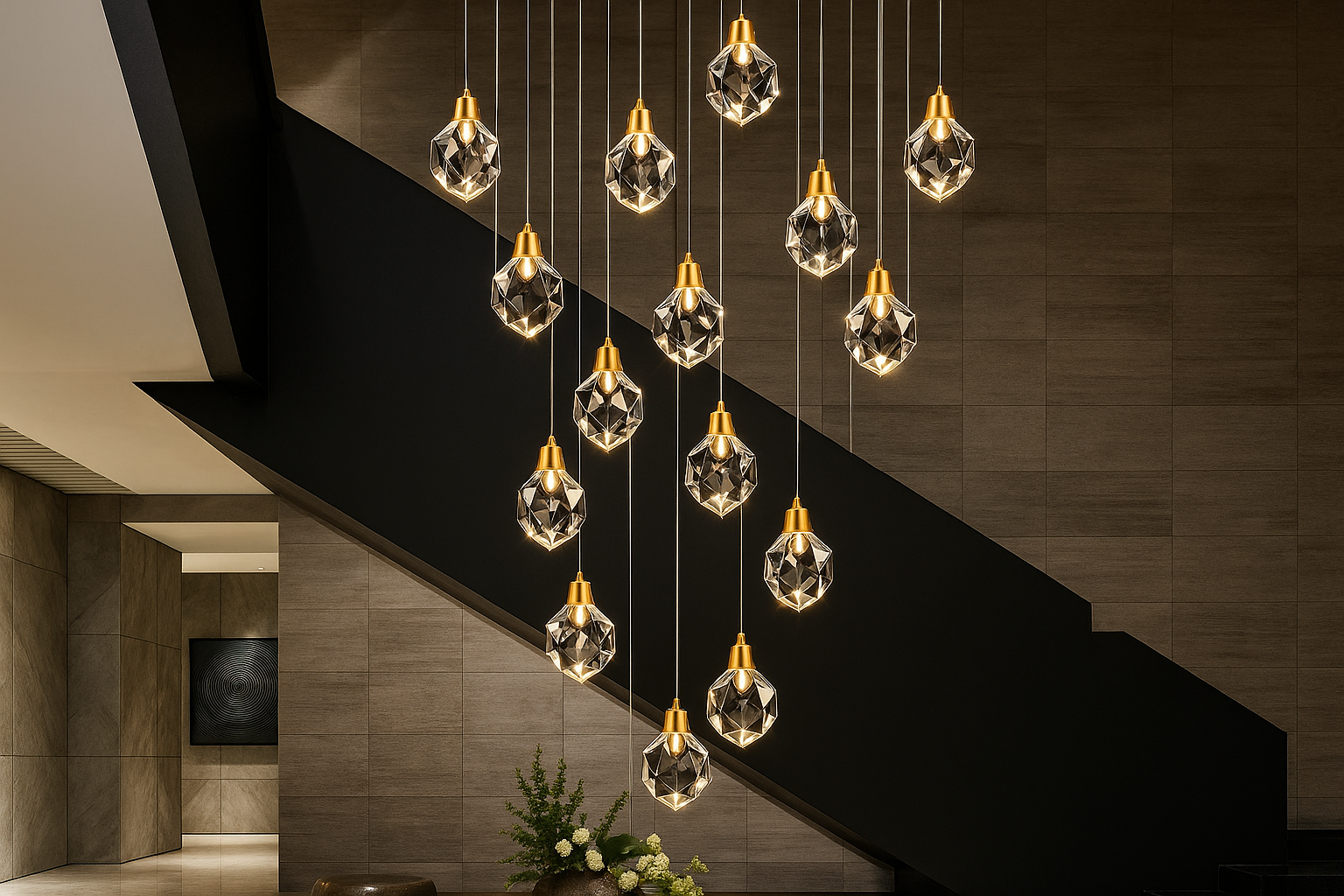Elara™ Spiral Teardrop Crystal Staircase Chandelier