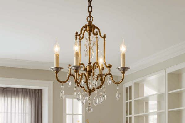 MarvelleTM Vintage Iron & Crystal High Ceiling Chandelier - Bild 3